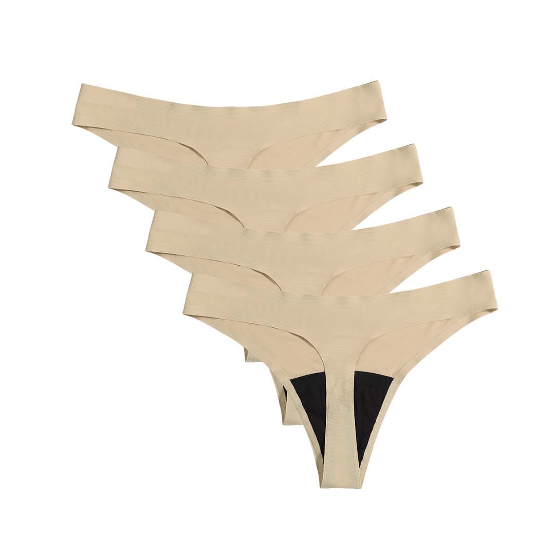 (4 pack) Rosa's Leakproof Underwear Thong Golden Sand