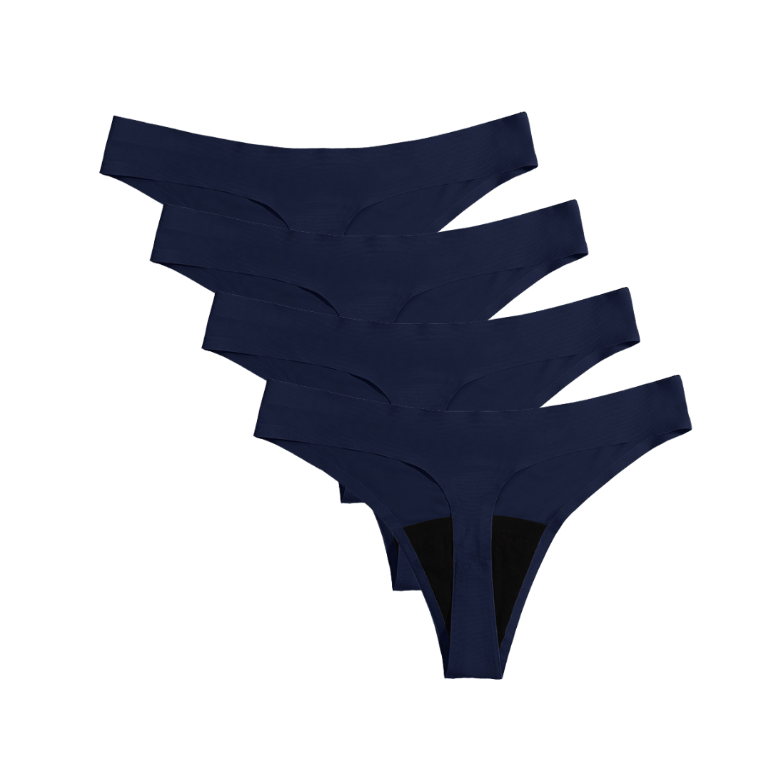 (4 pack) Rosa's Leakproof Underwear Thong Marina Blue